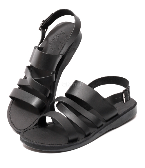 Jerusalem Sandals｜SLIPPERS (NO.519 BETHANY BLACK) Bethany | Black Leather Cross Strap Sandal