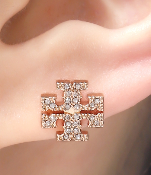 TORY BURCH｜ (SMALL PAVE CLOVERS (153724-300)) Small Kira Clover Pave Stud, Tory Gold / Crystal | Tory Burch KW