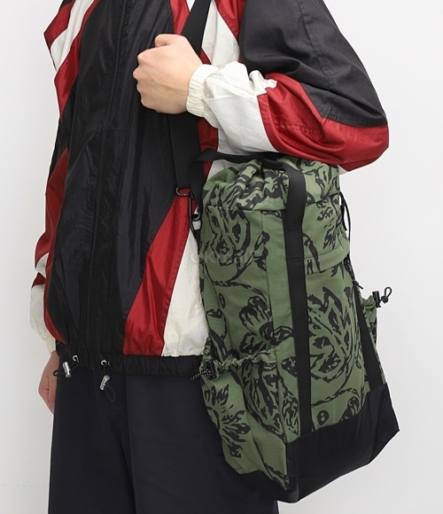 Engineered Garments]UL 3 Way Bag Olive Floral Print Ripstop
