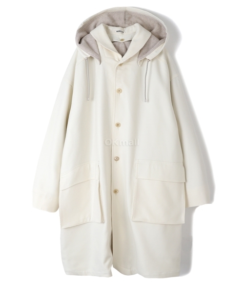 Long Hooded Coat Auralee Super Fine Melton Long Coat Light Melton