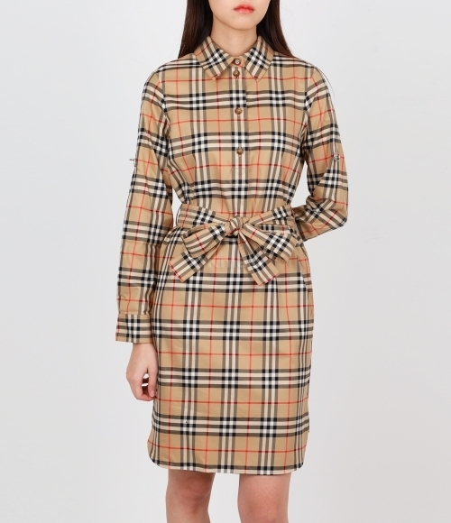 BURBERRY｜DRESSES (Checkered cotton shirt dress (8063498 BURBERRY]Checkered cotton shirt dress (8063498) | 오케이몰