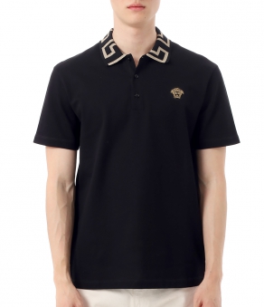 VERSACE｜ (Cotton Jersey T-Shirt (78GAG629 J0001 899)) Medusa embellished cotton jersey T-shirt in purple - Versace