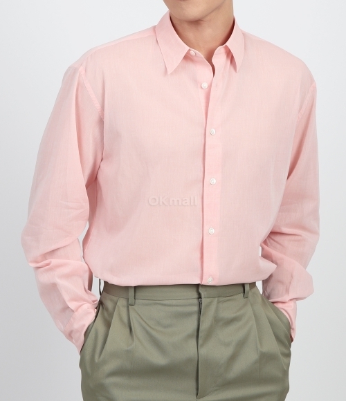 AURALEE]HARD TWIST FINX ORGANDY SHIRT LIGHT PINK CHAMBRAY