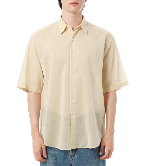 AURALEE]HARD TWIST FINX ORGANDY HALF SLEEVED SHIRT LIGHT YELLOW