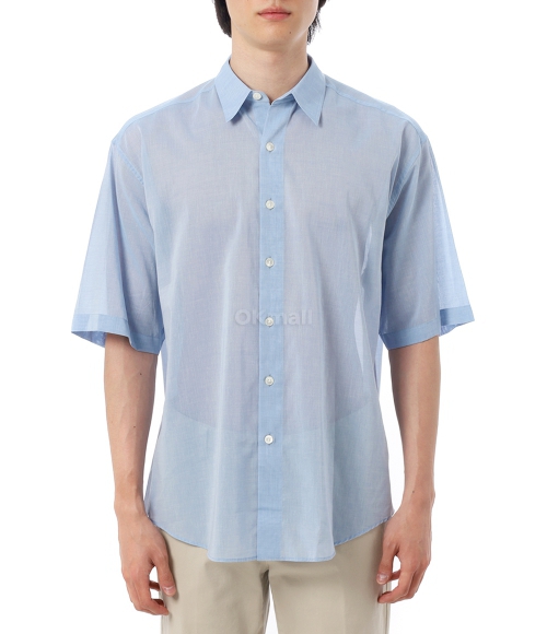AURALEE]HARD TWIST FINX ORGANDY HALF SLEEVED SHIRT SAX BLUE