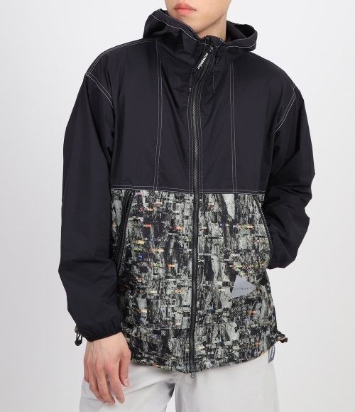AND WANDER]Pertex Printed Wind Jacket - Black (5744121110