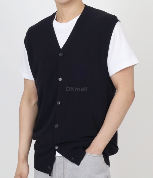 美品 AURALEE SUPER HARD TWIST V-NECK VEST AURALEE]SUPER HARD TWIST WOOL KNIT V-NECK VEST DARK NAVY