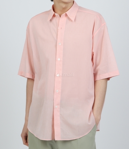 AURALEE]HARD TWIST FINX ORGANDY HALF SLEEVED SHIRT LIGHT PINK
