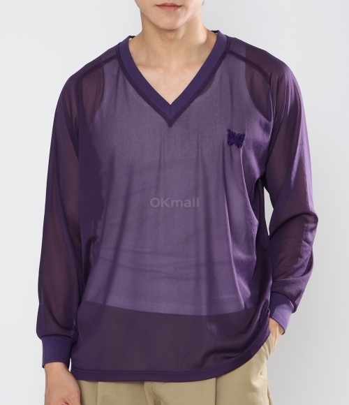 NEEDLES｜ (L/S V Neck Tee Purple (OT256)) NEEDLES]L/S V Neck Tee Purple (OT256) | 오케이몰