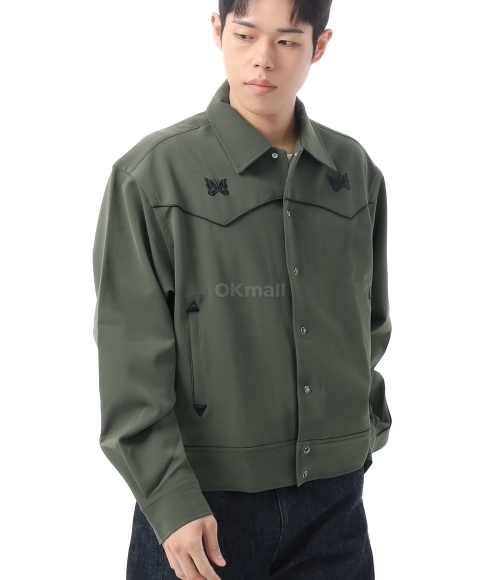 NEEDLES]Piping Cowboy Jacket PE/PU Double Cloth - OLIVE