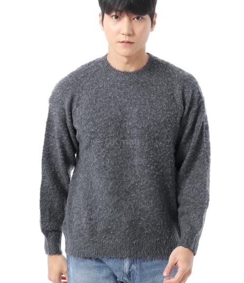 AURALEE]BRUSHED WOOL CASHMERE SILK KNIT P/O GRAY (A24AP02WK