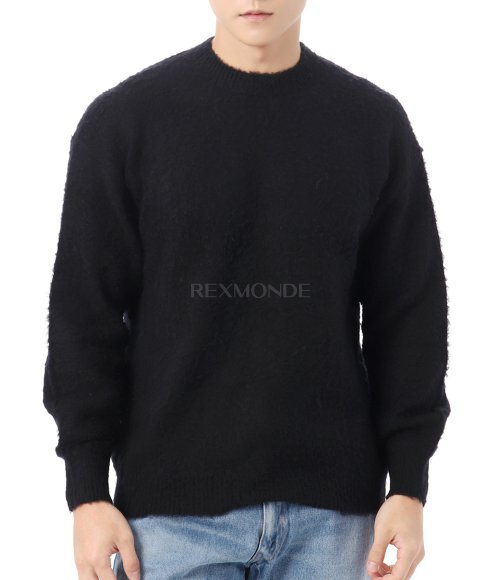 AURALEE]BRUSHED WOOL CASHMERE SILK KNIT P/O BLACK (A24AP02WK