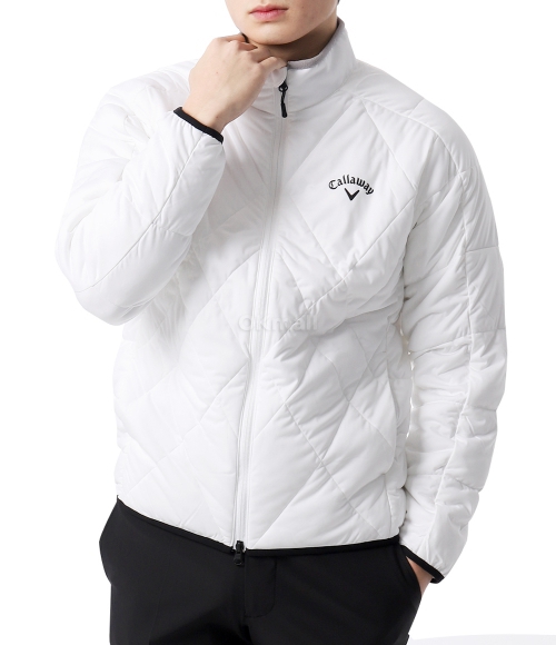 Callaway ホワイトジャケット STAR STRETCH eko L Callaway]Star Stretch Full Zip Padded Blouson (C24215104-White