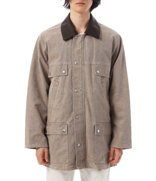 AURALEE]WASHED ORGANIC CANVAS HUNTING BLOUSON LIGHT BROWN