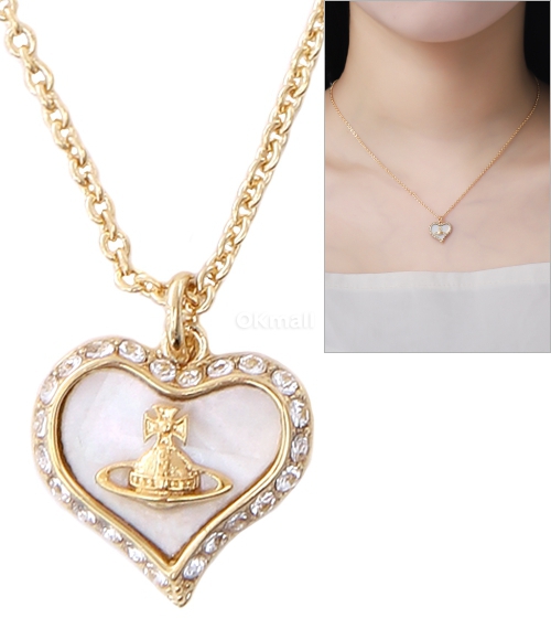 Vivienne Westwood｜ (PETRA PENDANT (63020103 02P556)) Petra Pendant Necklace in gold-lavender-pearl-tint-mop-light