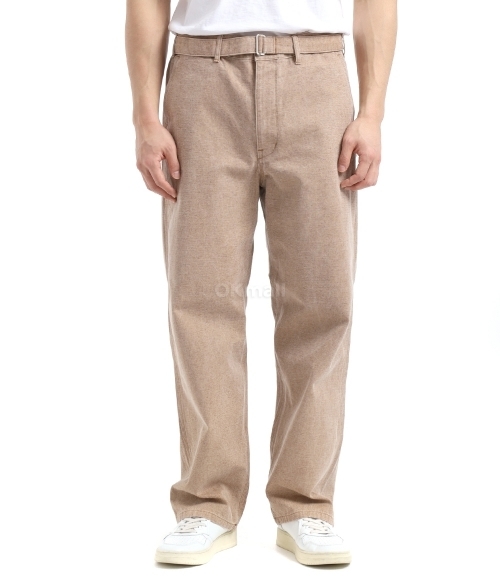 AURALEE]WASHED ORGANIC CANVAS BELTED PANTS LIGHT BROWN