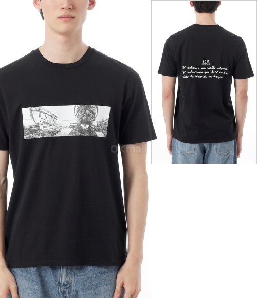 CP COMPANY]24/1 Jersey Back Letter T-Shirt (18CMTS319A