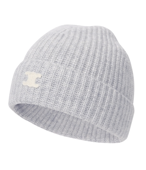 関税込 CELINE Triomphe beanie in heritage cashmere Celine Cashmere Embroidered Triomphe Beanie Black - US