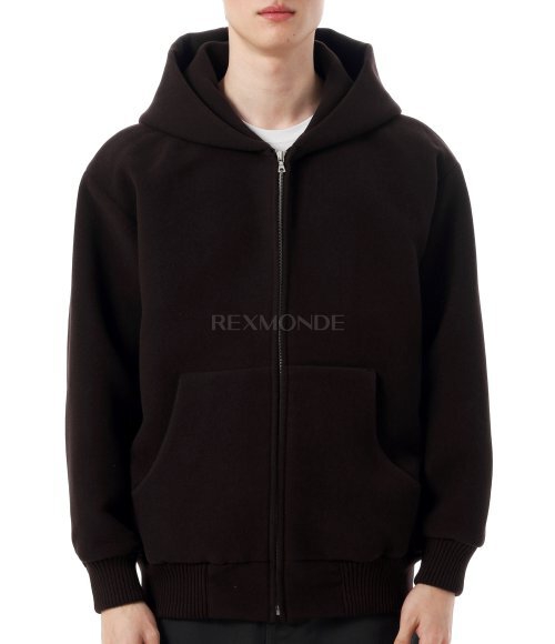 AURALEE]DOUBLE CLOTH HEAVY WOOL PILE ZIP HOODIE DARKBROWN