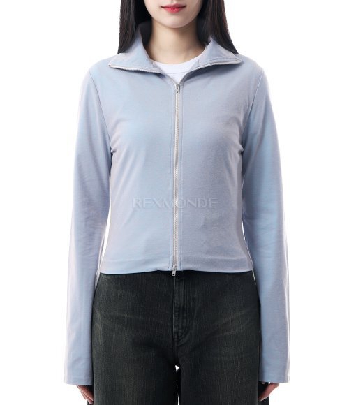 OUR LEGACY]SLIM ZIP LONGSLEEVE Solaro Blue Micro Rib