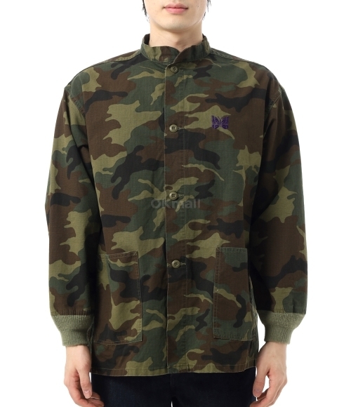 NEEDLES]Stand Collar Army Shirt C.Ripstop / Camo - WOODLAND (QV150