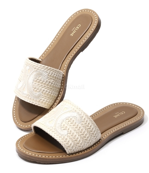 CELINE｜SLIPPERS (LYMPIA MULE IN RAFFIA (357925135C 18BN CELINE LYMPIA MULE IN RAFFIA - | CELINE