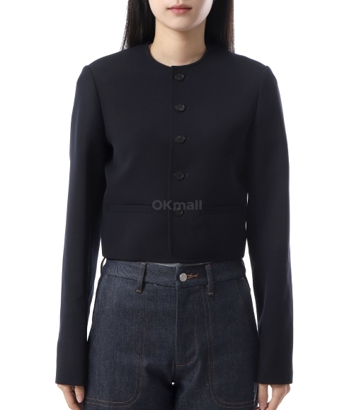 AURALEE] HIGH DENSITY WOOL TWILL SHORT JACKET DARK NAVY