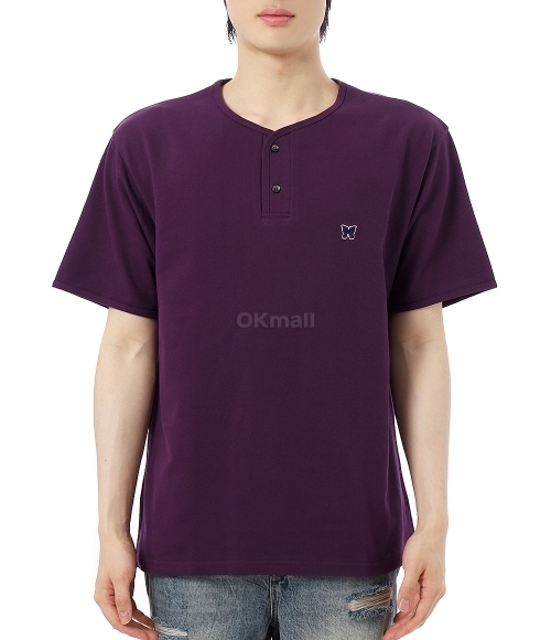 【Needles】 SS25 Men's Henley Neck T-Shirt BORDEAUX Needles】 SS25 Men's Henley Neck T-Shirt BORDEAUX (Needles/T