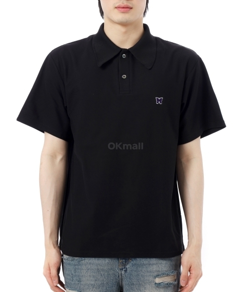 NEEDLES]S/S Polo Shirt Poly Pique - Black (QV352) | 오케이몰