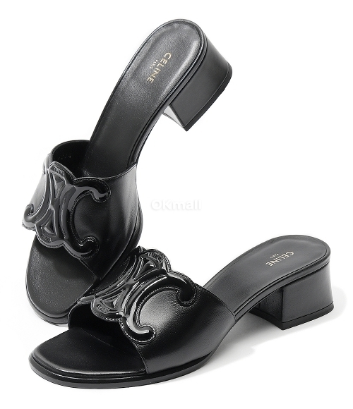 CELINE｜MULES (CLEMENCE MULE IN LAMBSKIN AND PATENT CALF CELINE CLEMENCE MULE IN LAMBSKIN AND PATENT CALFSKIN - BLUSH