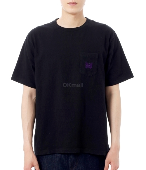 NEEDLES]S/S Papillon Emb. Pocket Tee Cotton Jersey - Black