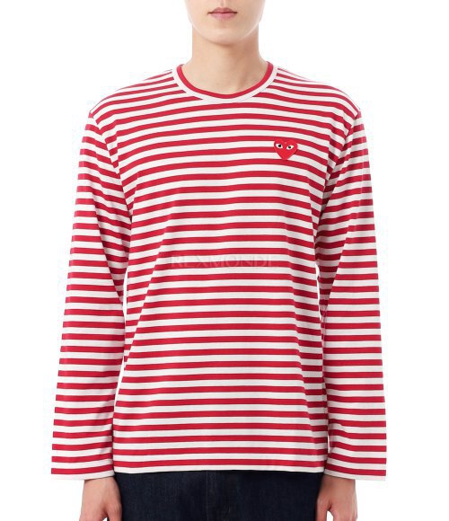 COMME DES GARCONS]레드하트 와펜 스트라이프 긴팔티 (AX T164 051 4