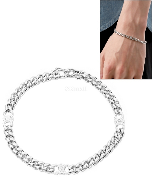 CELINE]TRIOMPHE SMALL GOURMETTE BRACELET IN BRASS WITH