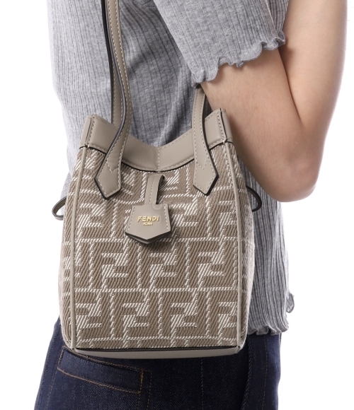 FENDI｜ (Mini Fendigraphy Chenille Degrade FF (8BS081 AS Fendigraphy Mini Fabric Beige | Fendi
