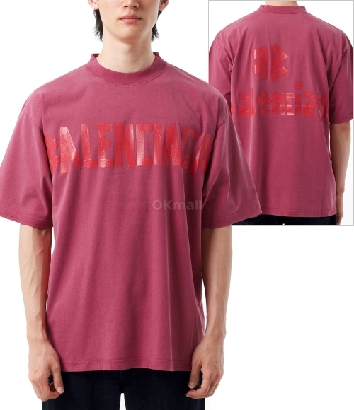 Tシャツ・カットソー BALENCIAGA Men Tops 2596182 764235 TSVK1 5003 PINK Tシャツ・カットソー BALENCIAGA Men Tops 2596182 764235 TSVK1