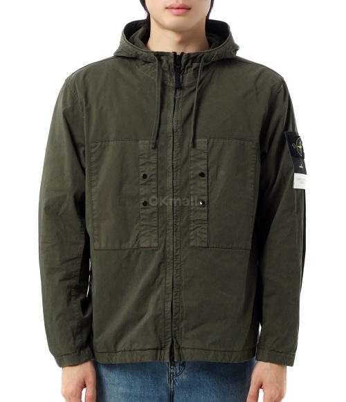 4100091 SUPIMA® COTTON フード付き撥水ジャケット ブラック フード付き撥水ジャケット チェストポケット付き