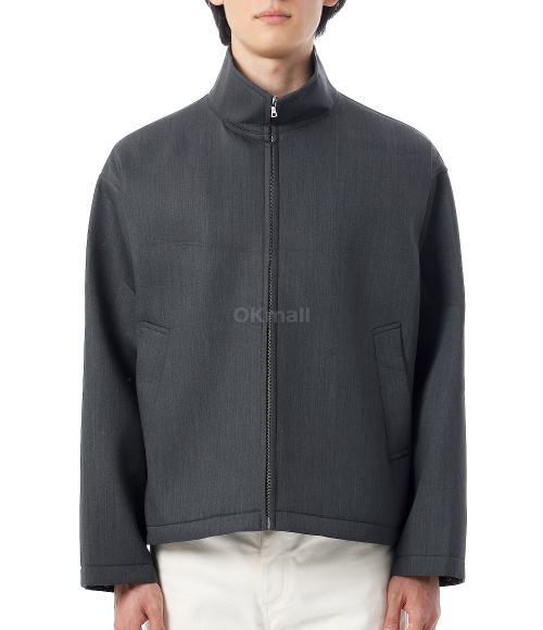 AURALEE]SPONGE WOOL TWILL ZIP BLOUSON TOP CHARCOAL(A25SB02SW