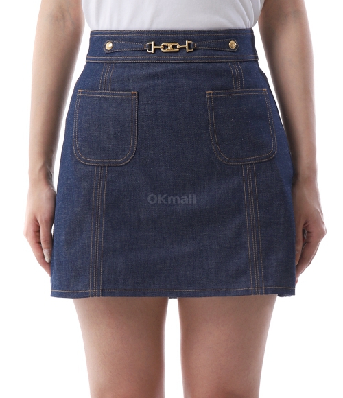 CELINE]TRAPEZE MINI SKIRT IN RAW WASH DENIM (RJ0330842 07IA