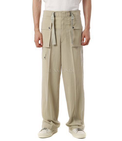 AURALEE]LIGHT COTTON WOOL VIYELLA CARGO PANTS LIGHT KHAKI