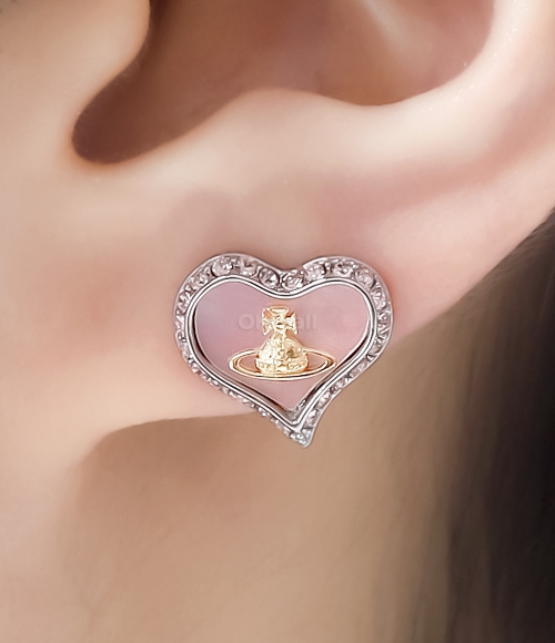 Vivienne Westwood｜ (PETRA EARRINGS (62010074 02P556)) Petra Earrings in PLATINUM-GOLD-CORAL | Vivienne Westwood®