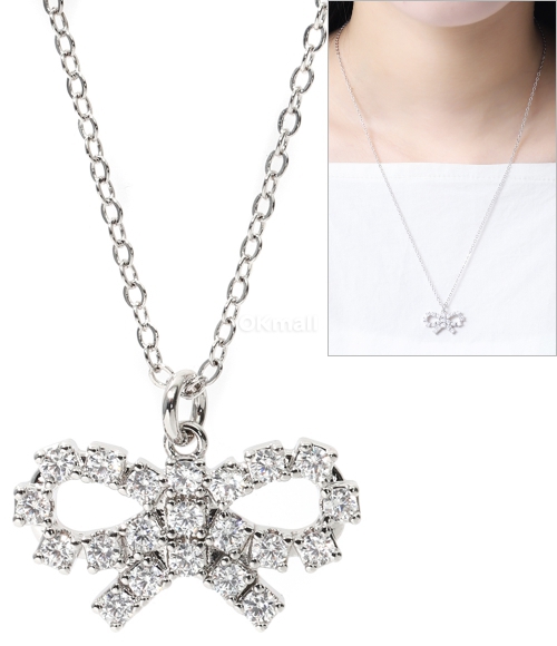 Self-Portrait]MICRO CRYSTAL BOW NECKLACE (PF25611N-SILVER
