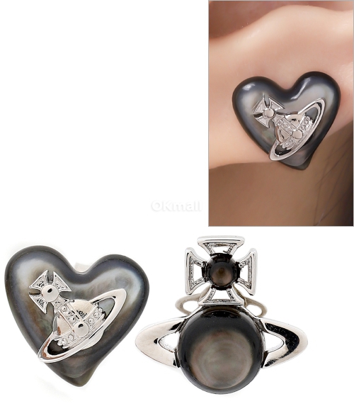 Vivienne Westwood｜ (PETRA EARRINGS (62010074 02P556)) Petra Earrings in PLATINUM-GOLD-CORAL | Vivienne Westwood®