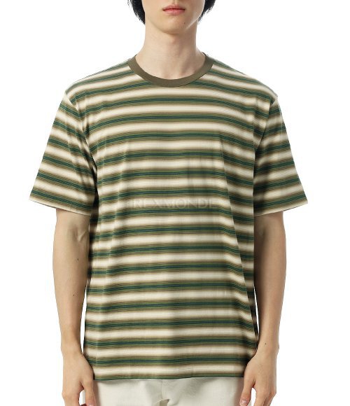 AURALEE]GRADIENT STRIPE JERSEY TEE FADE BROWN STRIPE (A25AT02GJ