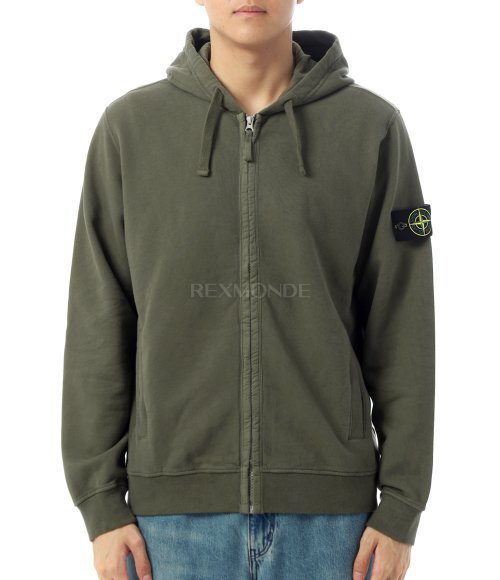 STONE ISLAND]6100067 Brushed Organic Cotton Fleece Full Zipper