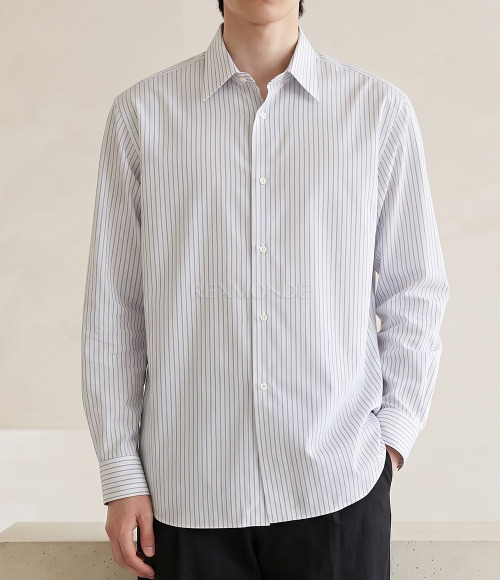 AURALEE]COTTON SILK STRIPE SHIRT WHITE STRIPE (A25AS01CS) | 렉스몬드