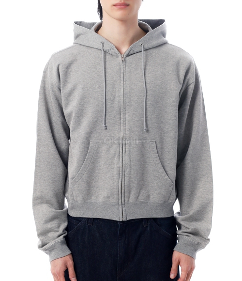 AURALEE]PRODUCT DYED PIMA LIGHT SWEAT ZIP PARKA TOP GRAY