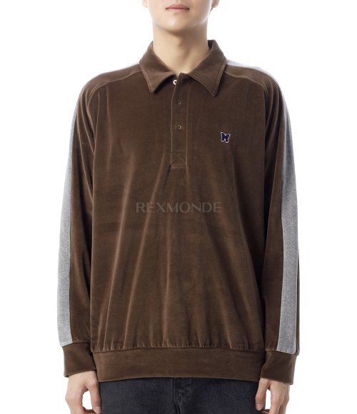 NEEDLES]Side Line Pullover Shirt C/PE Velour - Brown (RW338