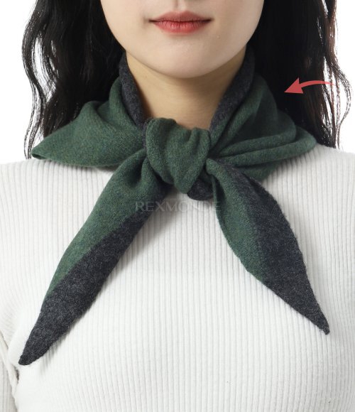Margaret Howell]MHL. TIPPED SCOUT SCARF - GREEN / CHARCOAL