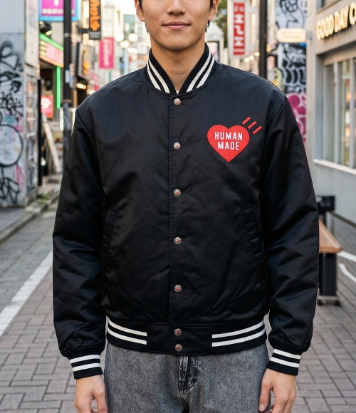 HUMAN MADE]NYLON STADIUM JACKET (HM30JK038 BLACK) | 렉스몬드