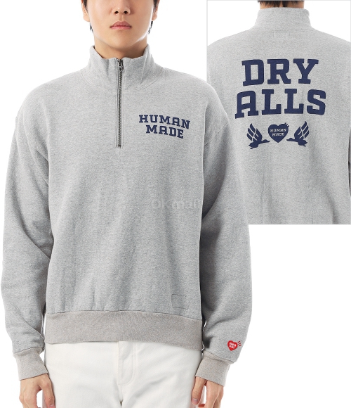 HUMAN MADE]HALF-ZIP SWEATSHIRT (HM30CS010 GRAY) | 오케이몰